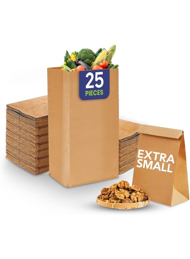 SNH Packing Sos Paper Bag No 4 Extra Small, Party Bags Lunch Flat Bottom Grocery Bags Kraft Treat Bags - 25 Pieces - Image 1